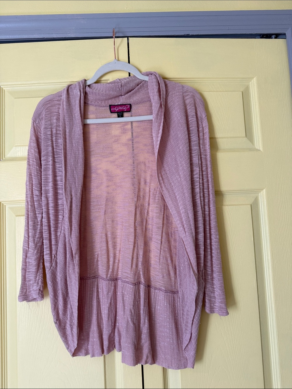 Say What? Light Mauve Open-Front Hooded Cardigan